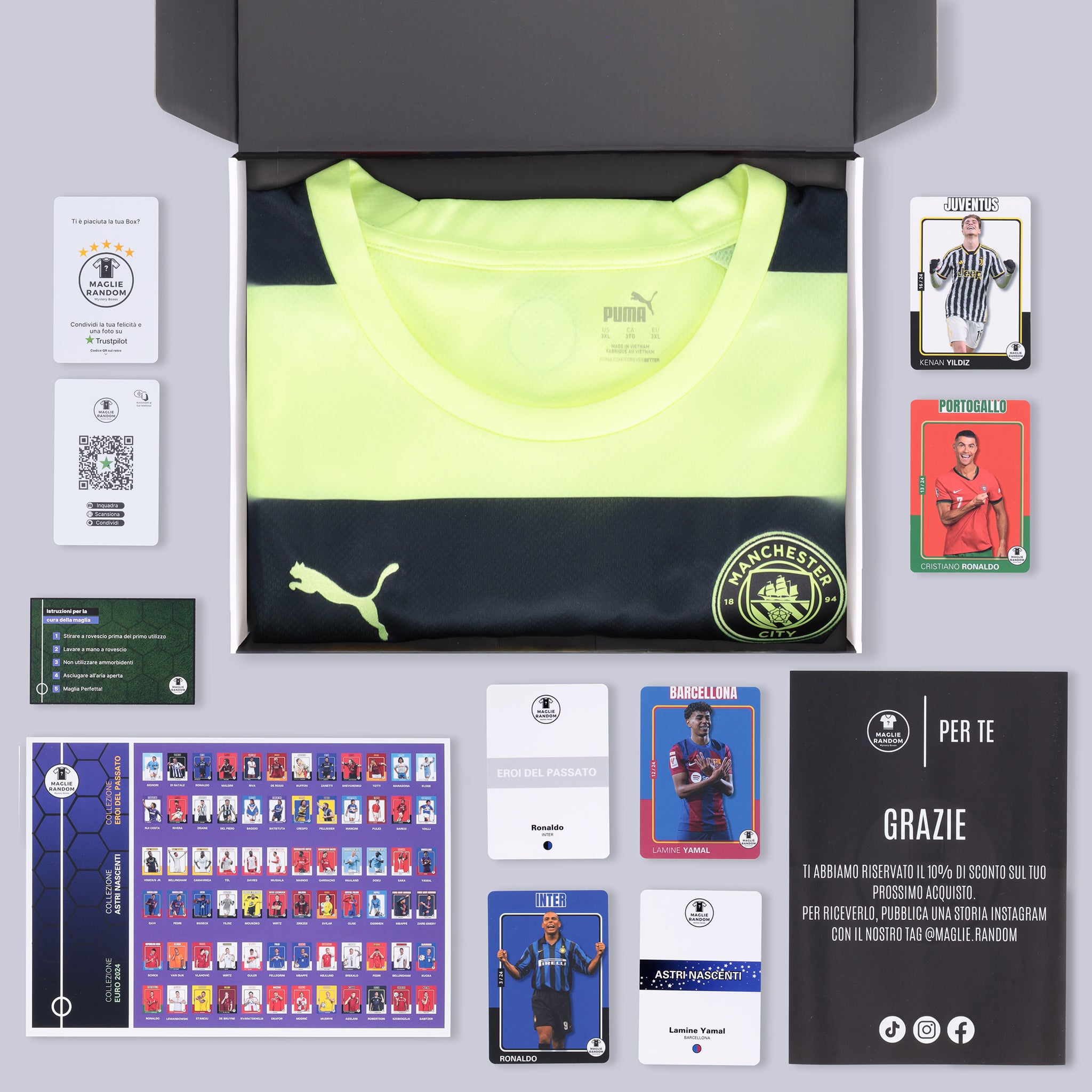 Mystery box con maglia da calcio da trasferta del Manchester City